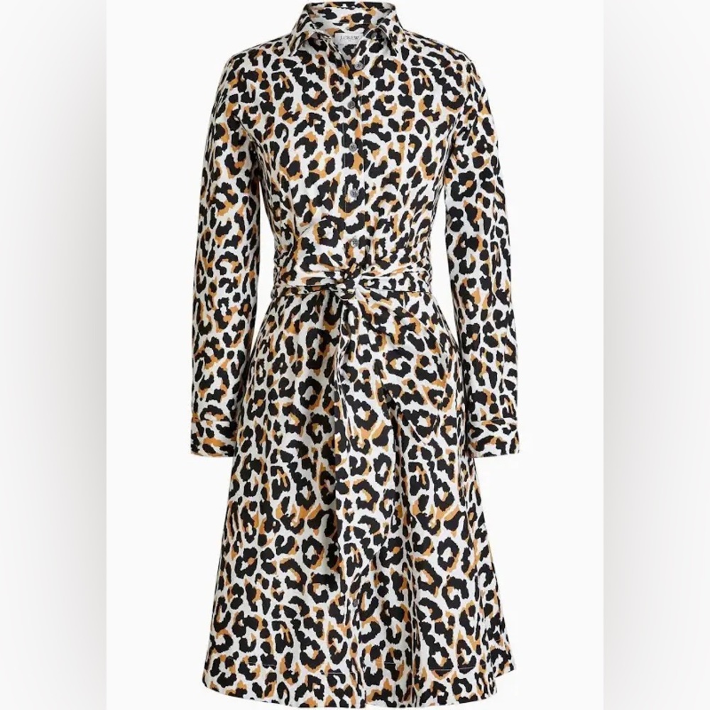 NWT J.crew long sleeve button down belted shirt dress size 4